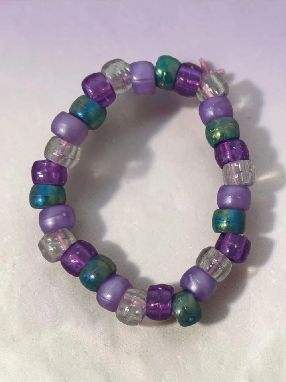 Kids Handmade Purple & Teal Beaded Stretch Bracelet new